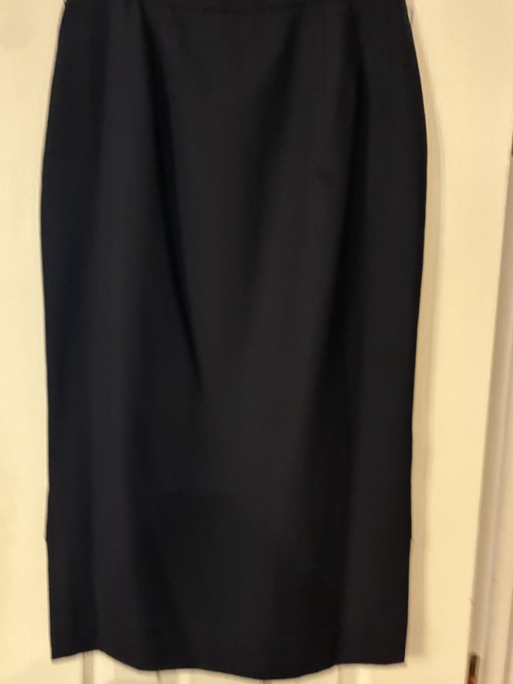 Jones New York Womens Navy Blue 100% Wool Maxi Skirt Side Slit Lined Size 14 USA
